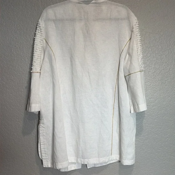 Elisa Cavaletti Dani Shirt Italian Linen Blend Womens X-Large Boho Beach Artsy - Picture 6 of 8